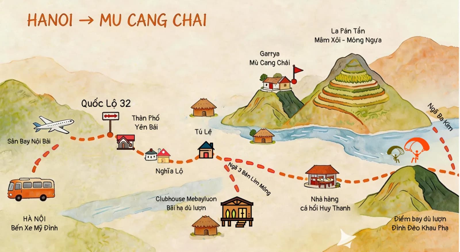 Aller à Mu Cang Chai et au col de Khau Pha : bus, taxis, routes