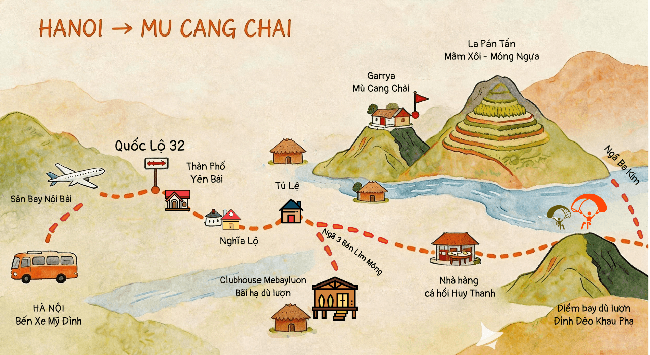 Tổng hợp xe đi Mù Cang Chải (qua Đèo Khau Phạ)